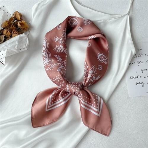 Summer Retro Scarf Silk Square Women Paisley Printed Hairbands Female Foulard Bandana Neckerchief Shawls Wraps Lady New