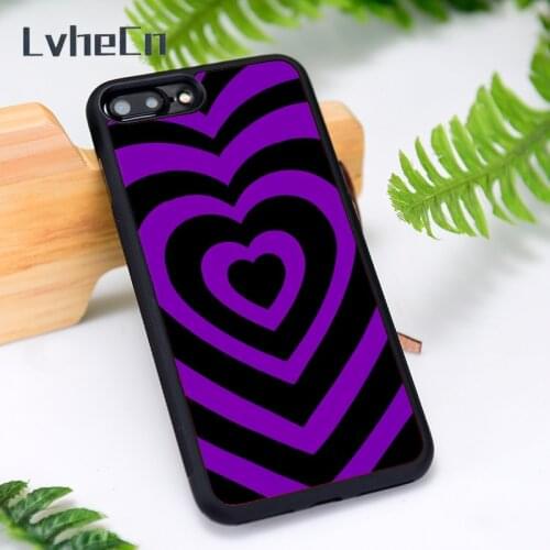 LvheCn Silicone Rubber Phone Case Cover for iPhone 6 6S 7 8 Plus X XS XR 11 12 Mini Pro Max Purple Love Trance