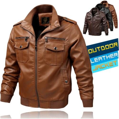 Spring autumn Mens Motorcycle Leather Jacket Biker Outwear Casual Slim Jacket 2021 Men Leather Jackets Design Bomber Coat