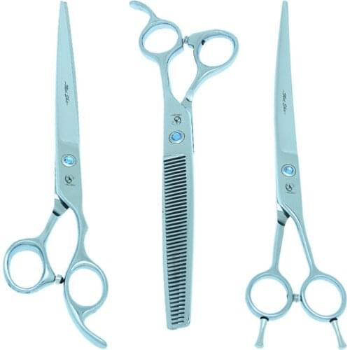 8" Dog Grooming Scissors Set with Forceps High Quality Japanese Steel Pet Straight Curved Cutting Shears Thinning Tijeras B0042A