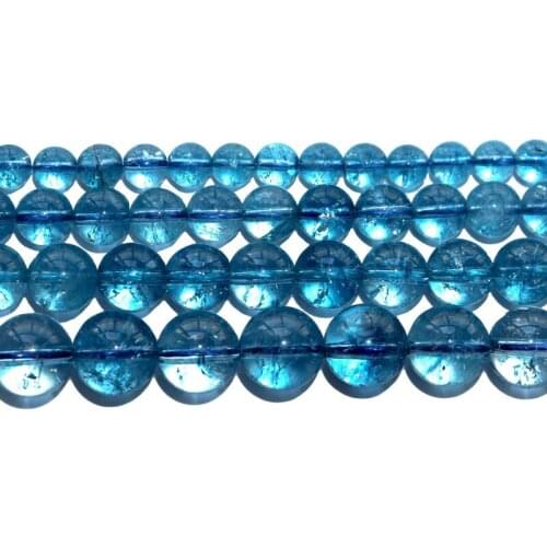 Natural Stone Crystal Lake Blue Loose Beads 4 6 8 10 12 MM Pick Size For Jewelry Making Charm DIY Bracelet Necklace Material