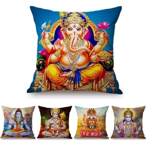 India Buddhism Worship Home Decorative Pillow Case Cotton Linen Thailand Buddha Prayer Buddhist Car Pillow Chair Cushion Cover