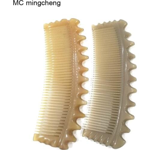 MC Wholesale Natural Ox Horn Comb Bright Hair Brush Professional Beauty Shampoo Brush Women Detangling Hair Combs Shaping Tool