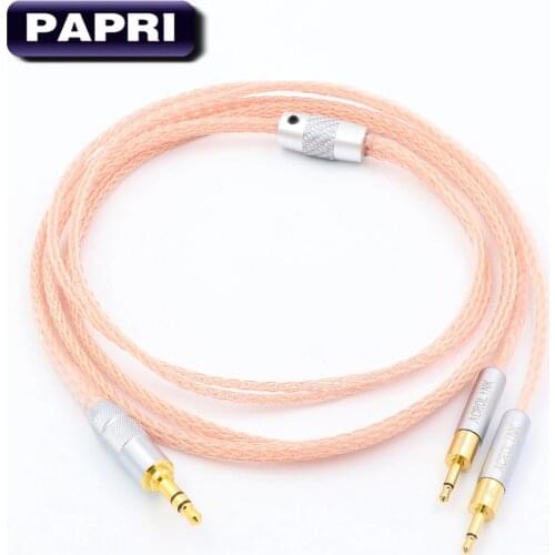 PAPRI 2.5MM/3.5MM /4.4MM PTFE 16Core 7N Single Crystal Copper Earphone Cable For HD700 HE1000 Etc Upgrade Cable