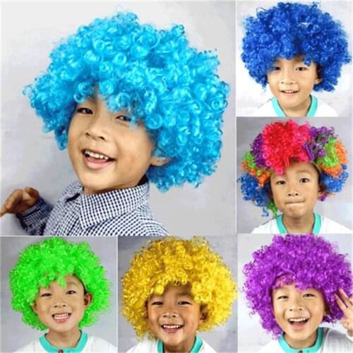 Christmas Party Curly Hair Wig Discor Rainbow Afro Clown wig Football Fan Adult Child Costume Party Costume Halloween Props FC08