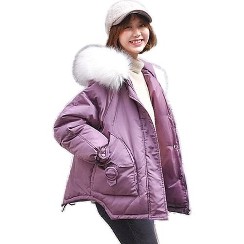 Womens winter jackets and coats 2019 Parkas for women 6 Colors Wadded Jackets warm Outwear With a Hood Large Faux Fur Collar