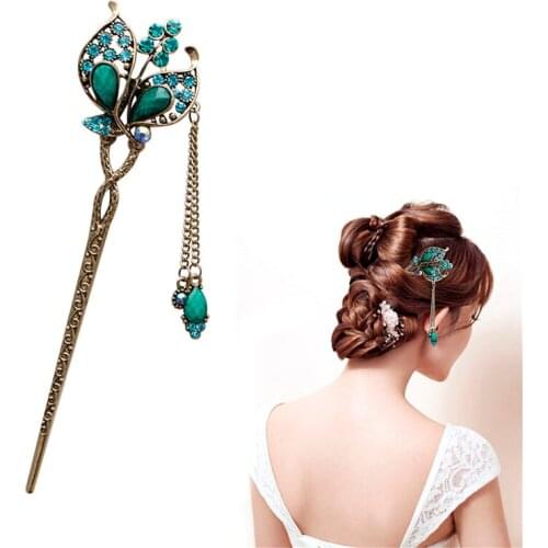 40GB Various Fashion Women Elegant Bobby Pin Colorful Hairpin Rhinestone Hair Stick