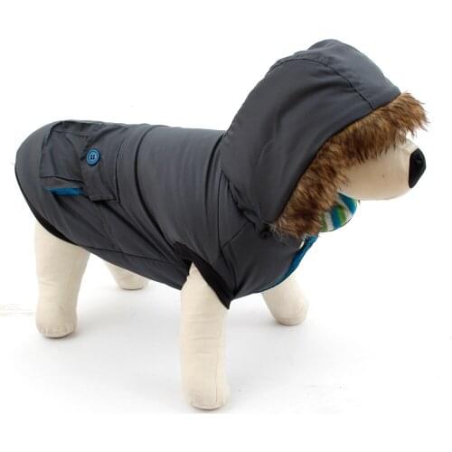 Pet Dog Removeable Hooded Clothes Winter Warm Clothing Puppy Cotton Coat Cat Padded Coat Quilted Jacket with Pocket Large Dog