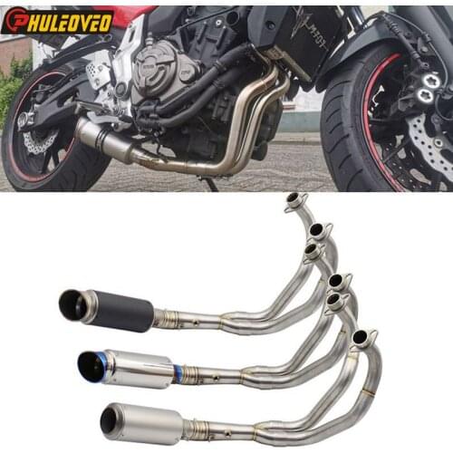 Motorcycle Exhaust Collector System for Yamaha MT 07 FZ 07 Tracer 2014-2018 XSR700 2016-2017 with Carbon Fiber Exhaust Escape