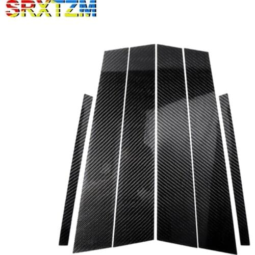 SRXTZM 6pcs For BMW 3 5 Series E90 F30 F10 Exterior Cover Trim Strip Carbon Fiber Car Window B Pillars Sticker for BMW