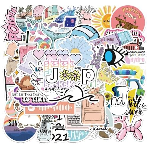 10/50PCS Cartoon INS Style Vsco Girl Stickers For Laptop Moto Skateboard Luggage Refrigerator Notebook Laptop Toy Sticker