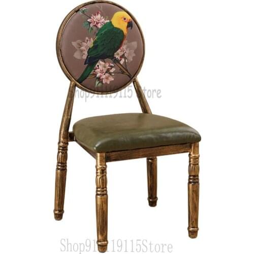 Manicure Chair Retro Restaurant European Style Iron Dining Chair Creative Hotel Personalized Make Up Chair Manicure Stool Armcha