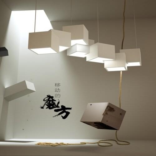 Postmodern Magic Cube Design Led Pendant Light Creative Art Gallery Dinner Living Room Led Hanging Lighting Fixtures