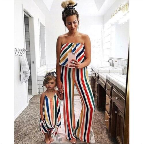 2019 spring and summer Europe and the United States explosion models hot striped tube top section jumpsuit parent-child wear