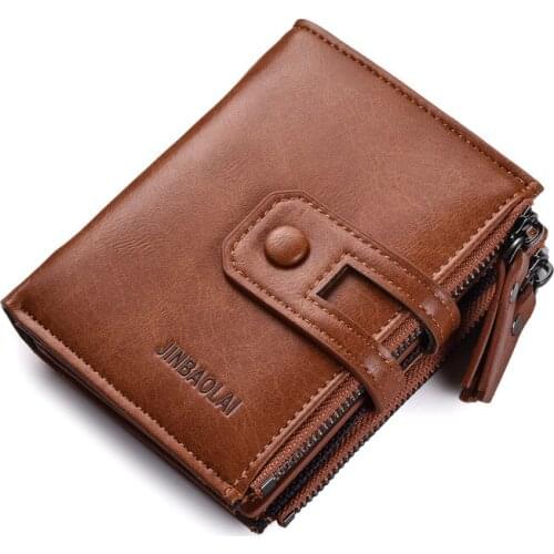Mens PU Leather Vintage Wallet High Quality Male Casual Short Zipper Hasp Wallets Coin Purse Photo Holders Card Holder