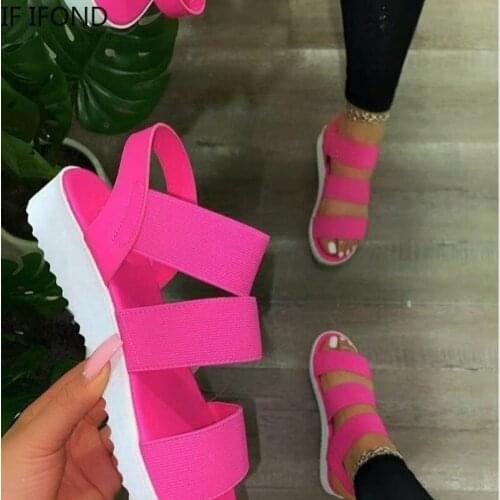 IF IFOND Women Sandals Summer 2021 High Heel Platform Female Shoes Casual Woman Sneakers Comfortable Open Toe Beach Flat Sandals