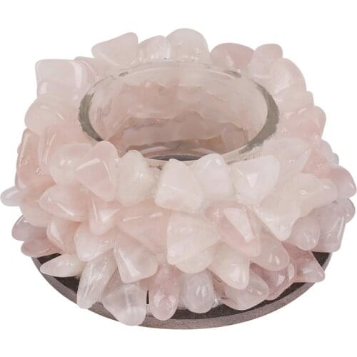 1pcs Natural Tumbled Stones Candle Stickers Candle Holders Rose Quartz Crystals Party Dinner Home Decor