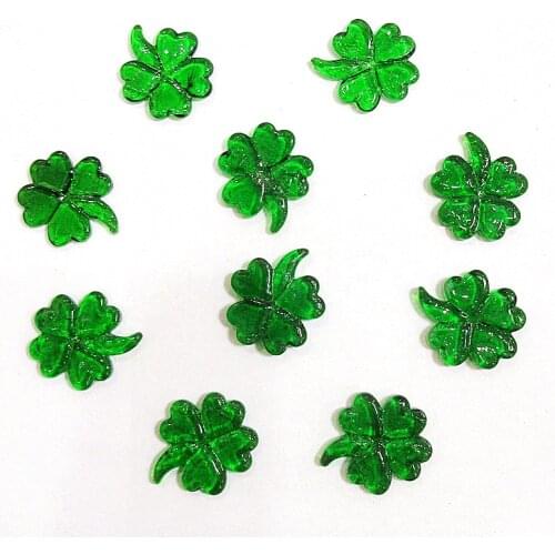 10pcs Lucky combination glass Four-Leaf Clover Leaf art design simulation Plant Mini Christmas home decoration charm accessories
