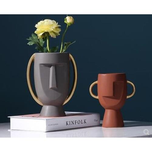 2020 European-style modern ceramic face vase, creative artwork, home office restaurant bar desktop decoration gift