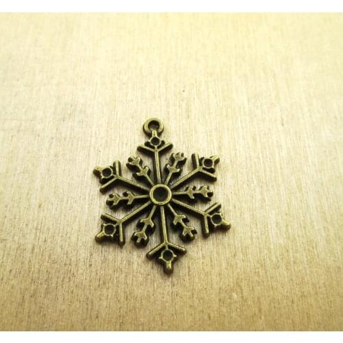 25pcs-- 28*22mm snow flake Charms Pendants for Jewelry Making DIY necklace/ bracelets charms antique bronze tone