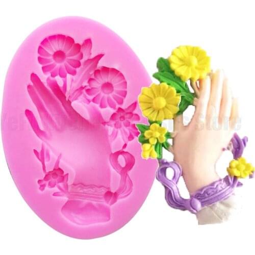 3D Flower and hand silicone mold,fondant molds,sugar craft chocolate mould for cakes Decorative tools T1048