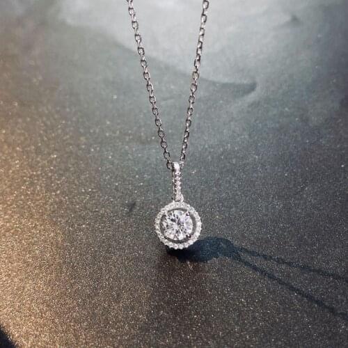 925 Silver Pendants Necklaces For Women Small Round Circle High Sparkling Diamond Necklace Pendant Fine Jewelry Anniversary Gift