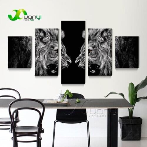 Abstract Animal Lion 5 Panel Canvas Painting Pictures Home Decor Wall Picture For Living Room Modern Canvas Art No Frame PR1452