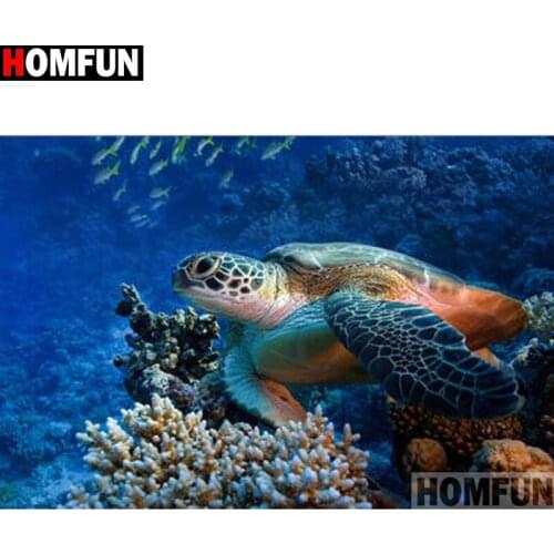 HOMFUN Full Square/Round Drill 5D DIY Diamond Painting "Animal turtle" 3D Embroidery Cross Stitch 5D Home Decor A15190