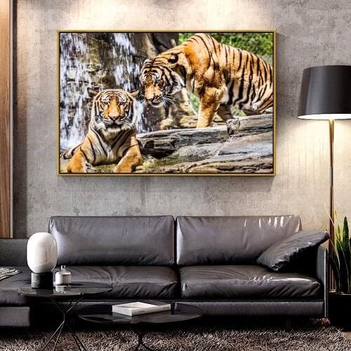 Artcozy Oil Canvas Painting two big cats tigers For Home Decoration Wall Art