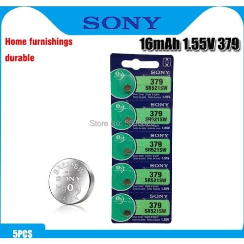 5pcs Sony 100% Original Brand 379 SR521SW D379 SR63 V379 AG0 Watch Battery Button Coin Cell MADE IN JAPAN