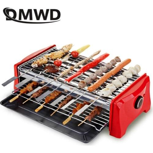 DMWD 2000W 3U Heating Tube Barbecue Grill Electric Griddle BBQ Tools With Skewer Oil Brush Spice Bottle Smokeless For 3-5 People