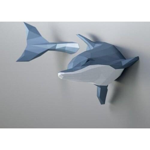 Art Crafts Diy Toys Dolphin 3D Paper Model Diy Craft Statue Sculpture Dolphin Papercraft Wall Decoration Living Room Home Decor