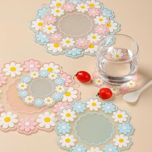 Little Daisy Insulation Table Mat Silicone Mat Non-slip Bowl Mat Tea Coaster Mat Table Mats for Dining Table Placemat