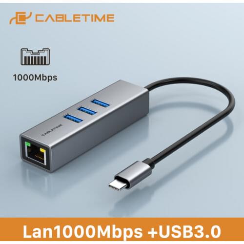 CABLETIME Ethernet Adapter USB C to LAN 1000Mbps Converter for Laptop LAN Network Card Set-Top Box C412