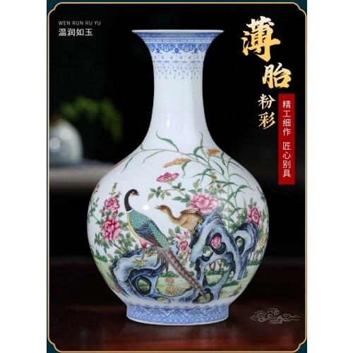 Jingdezhen Ceramics Living Room Decorations Vase Pastel Home Office Desk Surface Panel Antique Shelf Chinese Style Ornaments