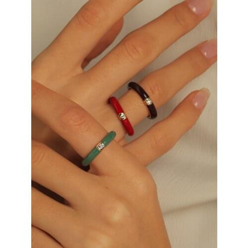 LUNA CHIAO Fashion Jewelry Enameled Band Rings Set - Stacked Stackable Ring for Women