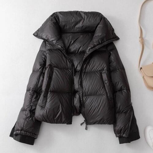 High quality Stand collar short Winter Down Jacket Women 90% White Duck Down Thick Parkas 2020 fashion Slim Black Warm Coat