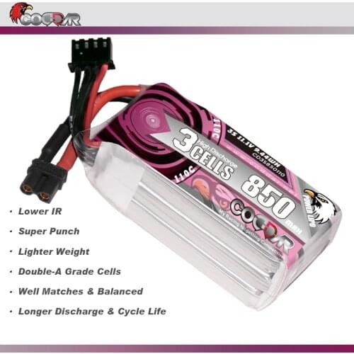 CODDAR 850mAh 11.1V 3S 110C Lipo Battery With XT60 / XT30 Plug for Beta95X FPV Racing Drone RC Quadcopter Helicopter Parts