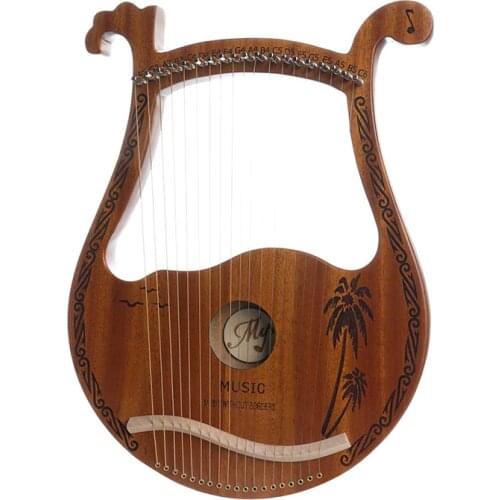 Lyre Harp Chinese Harp 19 String Solid Wood Mahogany with Tuning Wrench for Music Lovers Beginners Kids Children Adult Musical