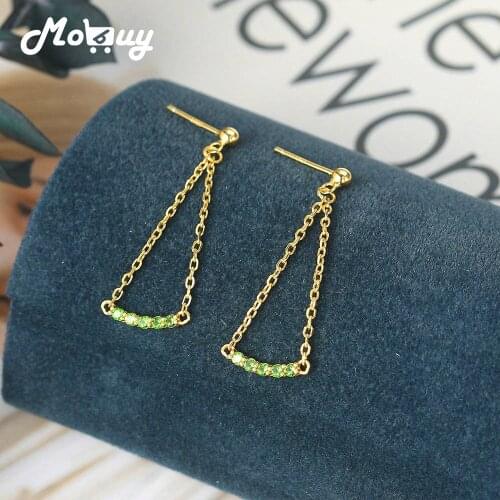 MoBuy Vingate Bohe Earring 925 Silver Drop Earrings For Women Natural Mini Diopside Gemstone 14K Gold Plated Fine Jewelry EI144