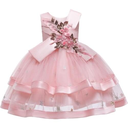 NEW Girl Summer cupcake Dress Kids Flowers Girl Dress 6 7 8 Year Princess Birthday Party Dress Children Clothing