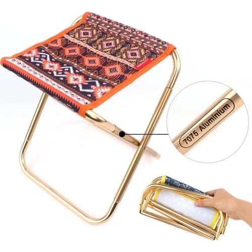 Outdoor Folding Stool 7075 Aluminum Alloy Adult Mini Portable Barbecue Home Camping Hiking Fishing Chair Train Stool Camp Chair