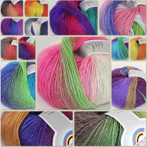 Sale Soft 8X50gr ballCashmere Wool Colorful Rainbow Wrap Shawl DIY Hand Knit Yarn 524-yarn D1