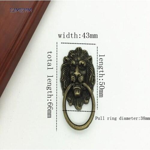 Vintage Furniture Cabinet Knobs And Handles Bronze Tone Pattern Drawer Cabinet Desk Door Pull Handle like Lion head