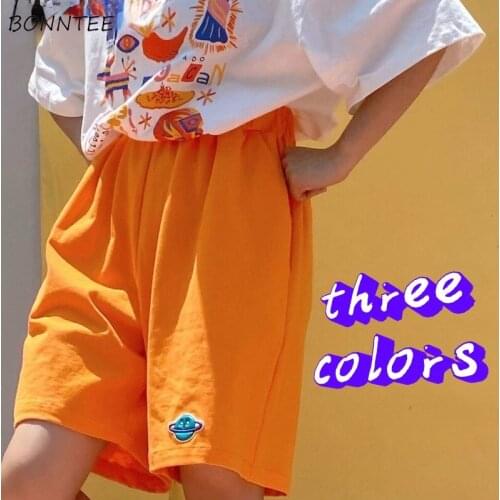 3 Colors Shorts Women Summer Leisure Korean Chic Cartoon College Workout Couple Harajuku Harajuku Teenager Unisex Trendy Vintage