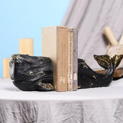 Nordic black whale simulation marine life imitation wood crafts ornamental living room Xuanguan study decoration creative book