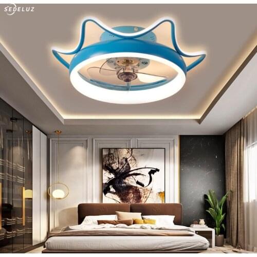 Modern Nordic Decor Ceiling Fan with Light LED Lamp Ventilador Dining Bedroom Living Room Round Folding Fan Chandelier SEDELUZ