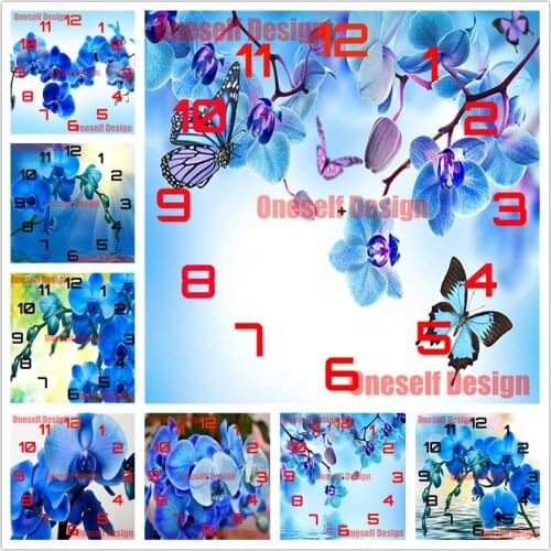 Wonderful diamond embroidery clock flower 5d diamond painting clock flower rhinestone pictures decoration home diamond art kit