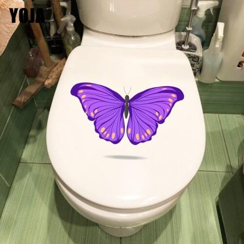 YOJA 23.1X15.3CM Purple Cartoon Butterfly Fashion Living Room Wall Sticker WC Decor Toilet Decal T1-2035