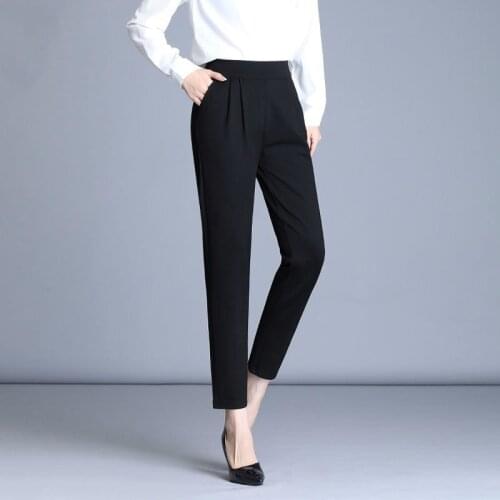 Plus Size 2021 Spring Summer Pants Female Office Lady Solid High Waist Female Trousers Fashion Harem Suit Pants For Women